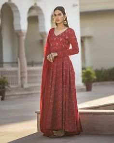 Long Length Ajrakh Print Kurta with Dupatta - www.riafashions.com Eid Sharara With Kalamkari Print And Traditional Drape, Festive Designer Sharara With Kalamkari Print, Festive Kalamkari Print Sharara For Designer Wear, Festive Designer Kalamkari Print Sharara, Festive Kalamkari Print Designer Sharara, Festive Anarkali Set With Block Print And Traditional Drape, Traditional Drape Palazzo Set For Eid With Block Print, Anarkali Palazzo Set With Bandhani Print For Navratri, Designer Semi-stitched Block Print Kurta