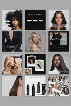 an image of the front and back page of a hair salon website with multiple images