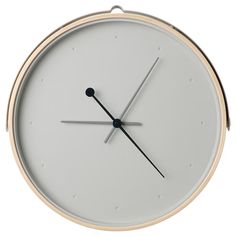 a white clock with black hands on a white background