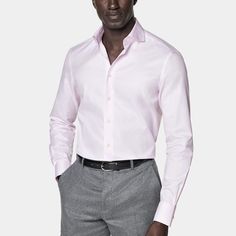 A classic tailored fit button-up with a versatile curved cutaway collar, this vivid pink shirt is  the perfect way to infuse your look with some bright seasonal color. Pink Semi-formal Dress Shirt For Spring, Pink Slim Fit Dress Shirt For Semi-formal Occasions, Pink Slim Fit Dress Shirt For Spring, Pink Business Shirt With Spread Collar, Spring Pink Slim Fit Dress Shirt, Spring Slim Fit Pink Dress Shirt, Pink Long Sleeve Dress Shirt For Business Casual, Pink Slim Fit Shirt For Formal Occasions, Pink Slim Fit Business Shirt