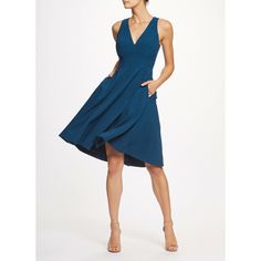 The Catalina is a crepe cocktail dress with a fit and flare silhouette and a v-neckline that flatters all body shapes. The bodice is fitted and tapers in to hug the waist, and the knee-length skirt is playful but polished. This sleeveless dress has modest straps wide enough to cover the shoulders and two side pockets. V-neck Midi Dress With Fitted Bodice, Chic Sleeveless V-neck Dress With Flattering Silhouette, Modern Knee-length Dress For Date Night, Knee-length Midi Dress With Flattering Cut For Cocktail, Knee-length Dresses With Flattering Cut For Cocktails, Knee-length Cocktail Dress With Flattering Cut, Flattering Knee-length Cocktail Dress, Flattering Cut Knee-length Cocktail Dress, Chic Midi Dress With V-neck And Flattering Cut