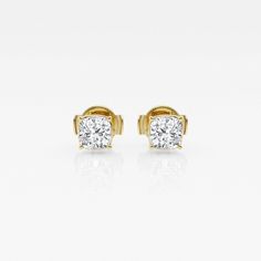 There's nothing more versatile than a pair of classic stud earrings. We love these princess cut lab grown diamond studs for every occasion. Pick the size and color best suited to your ears in the color of gold that you fancy. Classic Yellow Gold Lab Grown Diamond Earrings, Yellow Gold Clip-on Diamond Earrings For Anniversary, Polished Yellow Gold Sterling Silver Diamond Earrings, Tiny Yellow Gold Cubic Zirconia Earrings, 14k Yellow Gold Diamond Earrings, Tarnish Resistant, Jewellery Box Making, Solitaire Studs, Perfect Engagement Ring, 2 Carat