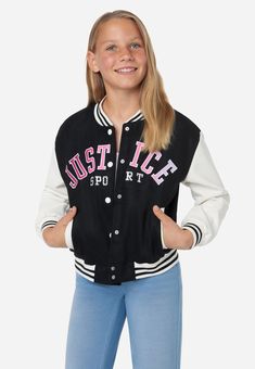 Smiley Justice Varsity Jacket Casual Fall Varsity Jacket With Patches, Casual College Outerwear With Patches, Trendy School Outerwear For Fall, Trendy Fall Outerwear For School, Trendy College Varsity Jacket With Patches, Trendy Varsity Jacket With Patches For College, Spring Varsity Outerwear For School, Trendy Varsity Jacket With Patches For Streetwear, Varsity Outerwear For School In Spring