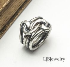 Knot Ring Silver Knot Ring Double Knot Ring Promise Ring | Etsy Wire Knot Ring, Celtic Knot Promise Ring, Lovers Knot Jewelry, Lovers Knot Ring, Celtic Love Knot Ring, Textured Ring Band, Chunky Silver Rings, Mixed Metal Rings, Love Knot Ring