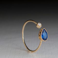 Open ring - Blue sapphire - adjustable Stacking ring - Blue Gemstone - September birthstone by ARDONN on Etsy https://www.etsy.com/listing/232884187/open-ring-blue-sapphire-adjustable Statement Engagement Ring, Ring Blue Sapphire, Ruby Rings, Moonstone Engagement Ring, Stone Wrapping, Birthday Ring, Ruby Earrings, Ring Blue, Turquoise Rings