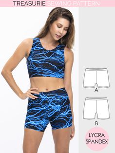 a women's crop top and shorts sewing pattern