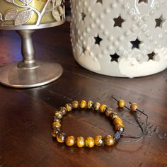 Option #8- Tiger's Eye Beads-Adjustable Cord Bracelet Stone Bead Bracelets, Chakra Beads Bracelet, Energetic Body, Yellow Agate, Chakra Beads, Bracelet Sets, Tiger Eye Beads, Chakra Bracelet, Semi Precious Stone