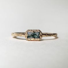 Baguette Moss Agate Ring, Unique Stone Wedding Rings, Wedding Ring Art Deco, Art Deco Baguette Ring, Silver Moss Agate Ring, Miss Agate Ring, Miss Agate Engagement Ring, Weird Engagement Rings, Gold Moss Agate Ring