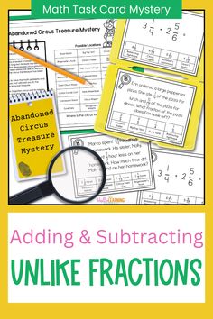 an image of addition and subtracting worksheets for math task card mystery