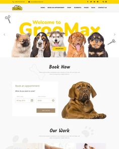 the dog grooming website is open and ready to be used for its owner's needs