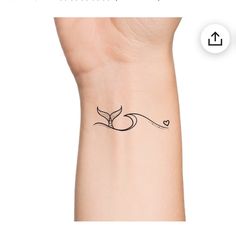 a small wrist tattoo with a wave and heart on it