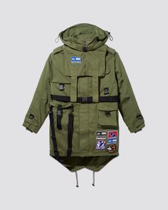 ADER AderSpace # Shop # M65 Field Jacket, Ader Error, Travel Jacket, Field Coat, Cyberpunk Fashion, Flight Jacket, Field Jacket, Detachable Hood, Tactical Gear