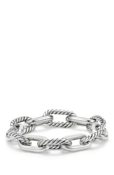 Sterling silver or sterling silver with 18-karat yellow gold. Total length, 8" (Medium). Bracelet, 13.5mm wide. Cable push clasp. Made in Italy. Style Name:David Yurman Dy Madison Chain Large Bracelet. Style Number: 5500403. Available in stores. Yurman Bracelet, Modern Silver Jewelry, Large Bracelet, Bracelet In Silver, Accessories Style, Mini Hoop Earrings, Diamond Cocktail Rings, Bracelet Online, Silver Chain Bracelet