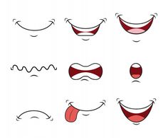 cartoon mouths with different expressions and shapes to make it look like they're laughing