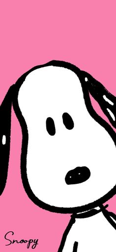 a drawing of a snoopy dog with a scarf around it's neck on a pink background