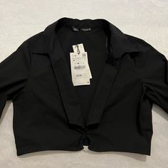 Super Cute, Black Cropped Blouse Black Collared Top For Night Out, Solid Collared Tops For Night Out, Black Crop Top For Work, Black Cropped Padded Blouse, Black Cropped Blouse For Fall, Black Padded Blouse For Office, Black Cropped Tops For Workwear, Lacey Blouse, Teal Blouse