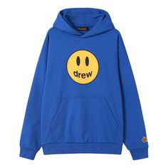 Drew House Smiling Face Printing Unisex Blue DR0185 (Gift Recommend) Drew House Sweatshirt, Cookies Branding, Blue Preppy, Casual Preppy Outfits, Me Too Meme, Oversized Hoodie, Smile Face