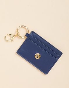 Navy Key Chain Card Holder from Spartina 449 Cute Keychains For Car Keys, Car Keychain Ideas, Key Chain Wallet, Keychain Ideas, Blue Keychain, Vinyl Exterior, Spartina 449, Key Pouch, Keychain Wallet