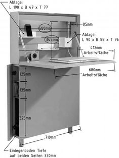 an office desk with shelves and drawers is shown in the diagram above it's measurements