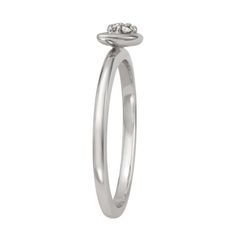 Your style will stand out whenever you wear this sterling silver Moissanite Outlet half moon ring.Click on this JEWELRY & WATCHES GUIDE to learn about fit, styles, materials and more! Width: 1.7 mm Nickel free Metal: sterling silver Plating: platinum, rhodium Finish: polished Packaging: boxedSTONE DETAILS Stone type: lab-created moissanite Total weight: 1/10 ct. Shape: round Setting: micro prong Gemstones may have been treated to enhance their appearance. Special care may be required. Please vis Silver Halo Birthstone Ring Fine Jewelry, Adjustable Silver Ring With Single Diamond, Sterling Silver Diamond Ring With Tension Setting For Anniversary, Sterling Silver Diamond Ring With Single Diamond, Sterling Silver Birthstone Ring With Halo For Promise, Silver Diamond Stackable Rings With Halo Setting, Silver Ring With Single Diamond As Gift, Silver Ring With Single Diamond For Gift, Sterling Silver Rings With Tension Setting For Anniversary