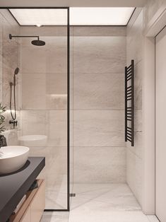 an instagram photo of a bathroom with two sinks and a shower