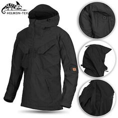 Top Rated HELIKON TEX ANORAK PILGRIM Jacket Tactical Hooded Outdoor Bushcraft Parka BLACK, Mens Coats Jackets Black Hooded Parka For Outdoor, Black Hooded Outerwear For Hiking, Black Parka With Adjustable Hood For Outdoor Activities, Black Utility Hooded Jacket With Adjustable Hood, Black Hooded Jacket With Pockets For Hiking, Military Black Outerwear For Cold Weather, Black Combat Outerwear For Winter, Military Style Black Outerwear For Cold Weather, Black Combat Style Outerwear With Pockets