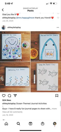 an instagram page with some drawings on it