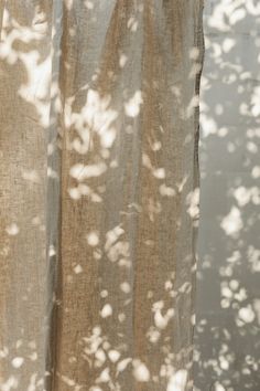 the shadow of a curtain is cast by sunlight coming through it on top of a wall