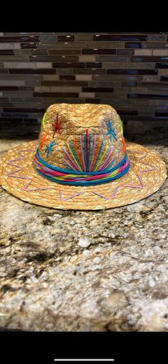 Customized sun hat to complete your beach side vacation, outfit, or wear out running errands. All hats are 100% customized! Embroidered Straw Hat For Beach With Short Brim, Casual Embroidered Hats For The Beach, Multicolor Curved Brim Straw Hat For Vacation, Casual Embroidered Beach Hats, Fun Fedora Straw Hat For Beach, Multicolor Toquilla Straw Hat For Vacation, Fun Summer Festival Straw Hat, Beach Sun Hat With Embroidered Short Brim, Multicolor Summer Fedora For Vacation