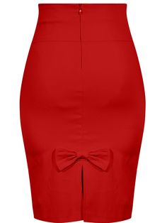 Pollera Pin up ... Skirt Pencil Outfit, Material Styles, Skirt Pencil, Stylish Skirts, Elegante Casual, Red Skirt, Bow Back, Double Trouble, Work Attire