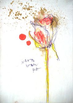 a drawing of a flower with writing on it