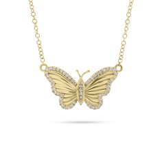 The butterfly is a gorgeous symbol of hope, change, and rebirth. This striking style features carved 14K gold wings outlined by shimmering diamonds. - 14K gold weighing 2.54 grams - 58 round diamonds totaling 0.17 carats Available in yellow, white, and rose gold. Please allow 4-6 weeks for delivery if item is not in stock. Item no. PL0040 Gold Tennis Bracelet, Painted Pictures, Symbol Of Hope, Hope Symbol, Butterfly Pendant, Rose Gold Diamonds, The Butterfly, Tennis Bracelet, A Rainbow