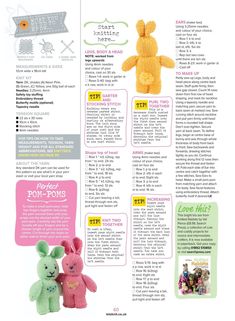 an article in the knitting book shows two knitted teddy bears, one pink and one green