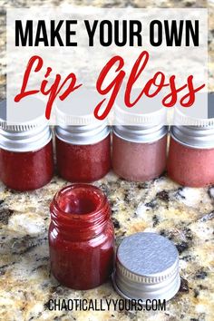 How To Make Homemade Lip Oil, Lip Business Ideas, How To Make Lip Gloss Easy, Easy Homemade Lip Gloss, Diy Lip Gloss Without Beeswax Easy, Diy Lip Stain Recipes, Lip Gloss Diy Recipes Coconut Oil, Diy Lip Plumper Gloss, Make Your Own Lip Balm