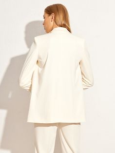 Jenny Oversized Milky Jacket – VICLAN Elegant Oversized Cream Blazer, Bell Sleeve Top, High Neck Dress, Women's Top, Clothes