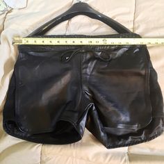 Custom-Made Leather Shorts Sheepskin Leather, Drawstring Closure,Back Pocket, Satin Lined Never Worn. Fitted Leather Shorts, Fitted Short Leather Pants, Fitted Black Leather Shorts, Black Leather Shorts, How To Make Shorts, Leather Shorts, Back Pocket, Shorts Black, Custom Made