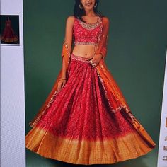 Selling Beautiful Lehenga In Bandhani Print. Bought From Kalki Fashion Mumbai And Wore It Once. Red Bandhani Print Choli For Wedding, Fitted Orange Bandhani Traditional Wear, Fitted Red Choli With Tilla Detail, Red Fitted Bandhani Print Lehenga, Fitted Red Bandhani Lehenga, Red Fitted Bandhani Lehenga, Anita Dongre Lehenga, Anita Dongre, Indian Lehenga Choli