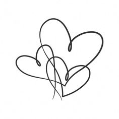 two hearts drawn in black and white on a white background