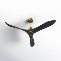 Subtle glam style meets a contemporary feel in this 3-blade ceiling fan. Made with a metal body, it has three solid wood blades that span 60" overall to cool down spacious rooms that are larger than 18' by 20'. This fan has a reversible motor to circulate warm air in the cooler months, plus six speeds to create just the right breeze in your living room or bedroom. Its circular canopy is compatible with sloped ceilings, letting you bring a breeze to any room that needs it. Plus, it has a remote f Mid Century Modern Ceiling Fan Lowe's, Midmod Ceiling Fan, Rejuvenation Ceiling Fan, Unique Ceiling Fans Contemporary, Accent Ceiling Fan, Modern Kitchen With Ceiling Fan, Modern Office Ceiling Fan, Ceiling Fan In Living Room, Subtle Glam