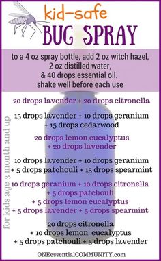 kid-safe and effective DIY bug spray recipes using essential oils-- includes FREE PRINTABLES for recipes, charts, and bottle labels!! Diy Bug Spray, Bug Spray Recipe, Essential Oils For Kids, Patchouli Essential Oil, Bug Spray, Young Living Oils, Diy Essential Oils