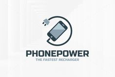 the phone power logo is designed to look like it has an electric charger attached to it