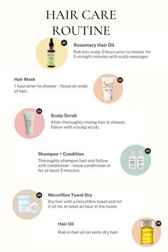 #hair #hairstyles #haircut #haircolor #haircare #hairgoals #haircareroutine #haircaretreatments Hair Care Ingredients, Beginner Hair Care Routine, Perfect Haircare Routine, Korean Haircare Routine, Weekly Haircare Routine, Haircare Routine Steps, Hair Washing Routine, Rosemary Oil For Hair