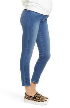 There's no need to give up skinny jeans during pregnancy with this stretch-denim pair with a bump-accommodating pull-on waistband and a cropped cut. Style Name:Angel Maternity High Waist Crop Maternity Jeans. Style Number: 5932989. Available in stores. Stretch Denim Pull-on Jeans, Mid-rise Pull-on Jeans For Everyday, Blue Straight Leg Jeggings For Everyday, Everyday Medium Wash Denim Jeggings, Stretch Denim Jeggings With Pull-on Style, Mid-rise Denim Jeggings With Pull-on Style, Mid-rise Pull-on Denim Jeans, Mid-rise Denim Pull-on Jeggings, Everyday Mid-rise Denim Jeggings