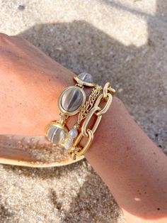 Bedford Bracelet – Brinker + Eliza Bracelet Stack, Link Chain, Antique Gold, With Love, Gold Bracelet, Gold Plate, Brass, Bracelet, Chain