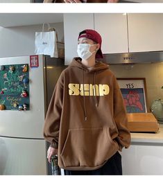 Streetwear Vintage Letter Print Pullovers Hoodies Men Y2K New Harajuku – gotmes-shop Loose Clothing, Hoodie Streetwear, Casual Sportswear, Vintage Lettering, Oversized Pullover, Men Model, Loose Outfit, Cotton Pullover, Hoodies For Men