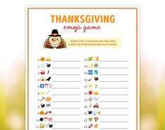 the thanksgiving emoj game is shown in this image