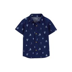 Maryland TerrapinsKeep your little one geared up for fun in the sun with this Toddler Boy Carter's Sailboat-Print Button-Front Shirt. Click on the BABY PRODUCTS & CLOTHES GUIDE to find everything you need to keep your baby healthy and happy!FEATURES Collared neckline Button-down front closure Short sleeves Navy with allover sailboat printFABRIC & CARE Linen, cotton Machine wash ImportedRESPONSIBLE Tested for harmful substancesSTANDARD 100 by OEKO-TEX® CERTIFIEDCertification No. 20.HUS.39362Testi Blue Nautical Short Sleeve Shirt, Nautical Blue Top For Beach, Nautical Short Sleeve Beach Top, Summer Nautical Cotton Shirt, Nautical Cotton Tops For The Beach, Cotton Nautical Tops For Vacation, Nautical Cotton Tops For Vacation, Nautical Style Cotton Tops For Vacation, Summer Fun Playtime Shirt