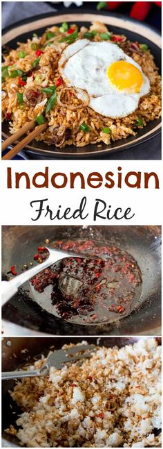 an image of fried rice with eggs on top and in the background text reads indonesian fried rice