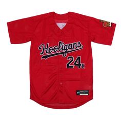 Combine your love of sports and streetwear by copping the Hooligans 'Mars' 24K Baseball Jersey. Plus, it infuses breathable mesh with sweat-wicking technology to help keep you cool and dry whether you’re burning up the field or just keeping it casual around town. Don't sleep on this stylish baseball jersey, available now at Jersey Nation while stock lasts! - Hooligans 'Mars' 24K Baseball Jersey- Fully embroidered graphics: Team, Name, Number detailing, logo- 100% polyester heavyweight fabric- Br Urban Style Sweat Resistant Activewear For Streetwear, Functional Sweat Resistant Tops For Streetwear, Sporty Breathable Mesh Tops For Sports Events, Urban Activewear For Sports Season, Sporty Tops With Breathable Mesh For Sports Events, Team Name Jersey For Streetwear During Sports Season, Breathable Crew Neck Baseball Jersey For College, Casual Breathable Jersey For College, Sporty Breathable Activewear For Streetwear