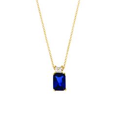 14ct solid gold blue zircon stone necklace, is a classic addition to your jewelry collection. This exquisite necklace features a beautifully baguette cut blue stone as a centerpiece above a square shaped clear zircon. The 14k gold chain adds a touch of elegance and sophistication, making it the perfect accessory for any occasion such as wedding, receptions, birthday or anniversary . Gift wrap is available for free! Classic Blue Diamond Necklace With 17 Jewels, Blue Sapphire Diamond Necklace As A Gift, Sapphire Pendant Necklace With Brilliant Cut, Blue Cubic Zirconia Diamond Pendant Necklace, Blue Cubic Zirconia Necklace With Diamond Cut, Blue Diamond Pendant Necklace Gift, Blue Cubic Zirconia Necklace With Brilliant Cut, Sapphire Diamond Cut Pendant Necklaces, Blue Diamond Cut Necklace For Gift